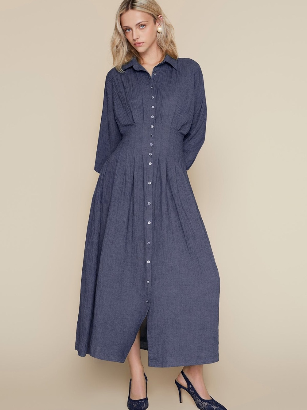 APPARALEL PICO DRESS IN DEEP SLATE